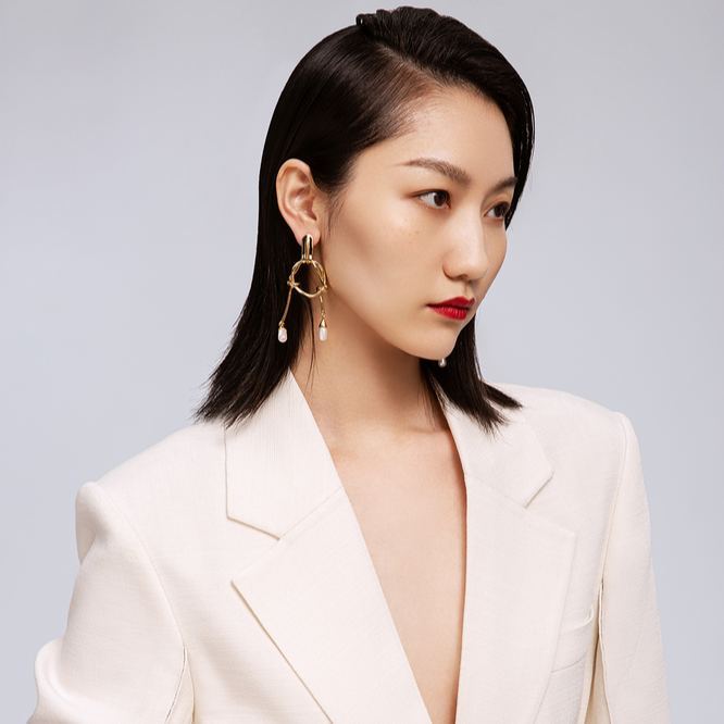 Cosmos Collection With Branches Hyperbolic Earrings