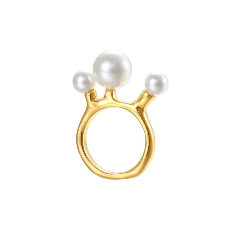 Branches Collection With Three Pearls Ring