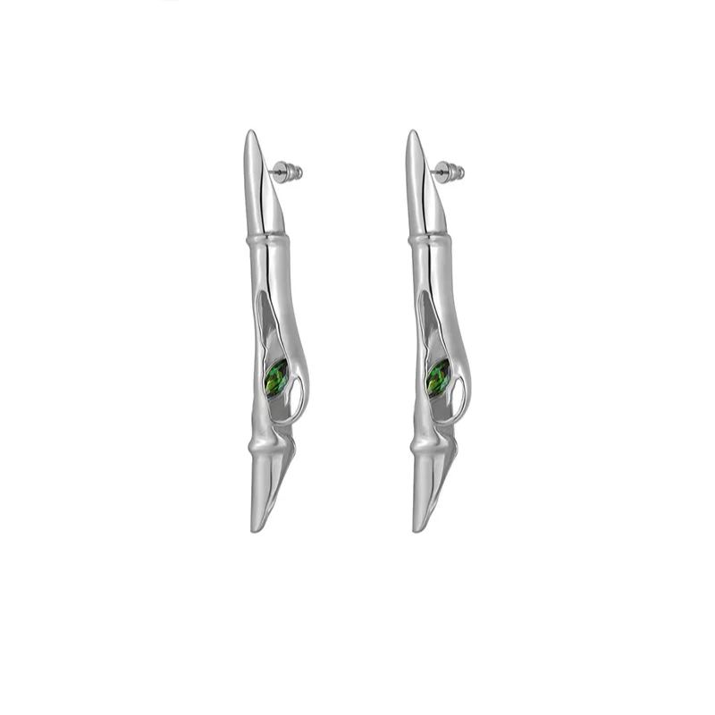 Bamboo Collection Splitting Bamboo With Zircon Earrings