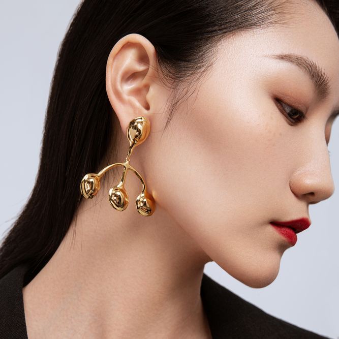 Shells Collection Golden Seven Shells Drop Earrings