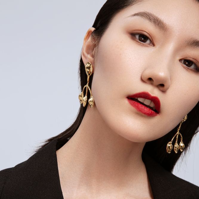 Shells Collection Golden Seven Shells Drop Earrings