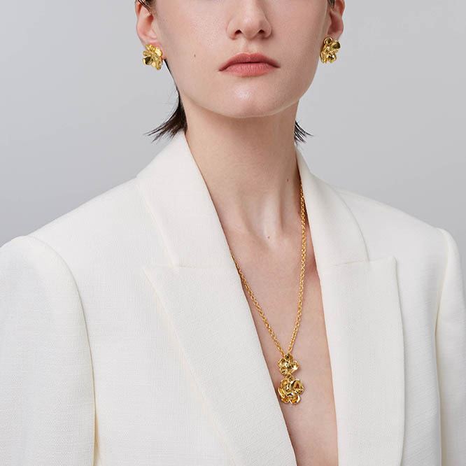 Camellia Collection Petal Golden Studs Earrings