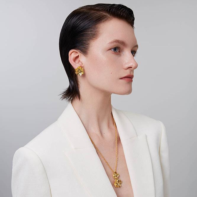 Camellia Collection Petal Golden Studs Earrings
