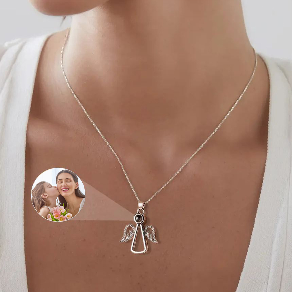 Angel Photo Necklace Personalised Projection Necklace Mother's Day Gifts - soufeelus