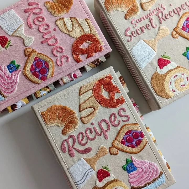 Custom Recipe Book Personalized Name Hand Embroidered Notebook