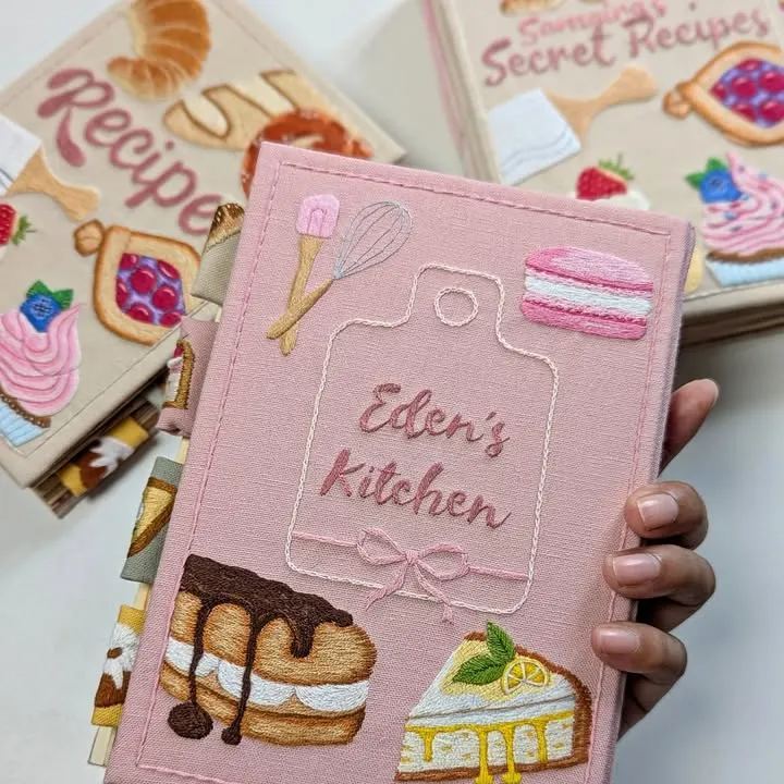 Custom Recipe Book Personalized Name Hand Embroidered Notebook