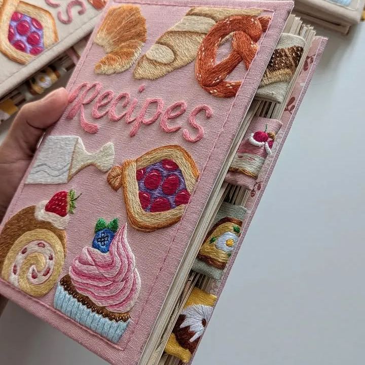 Custom Recipe Book Personalized Name Hand Embroidered Notebook