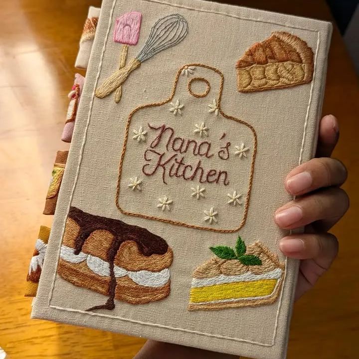 Custom Recipe Book Personalized Name Hand Embroidered Notebook