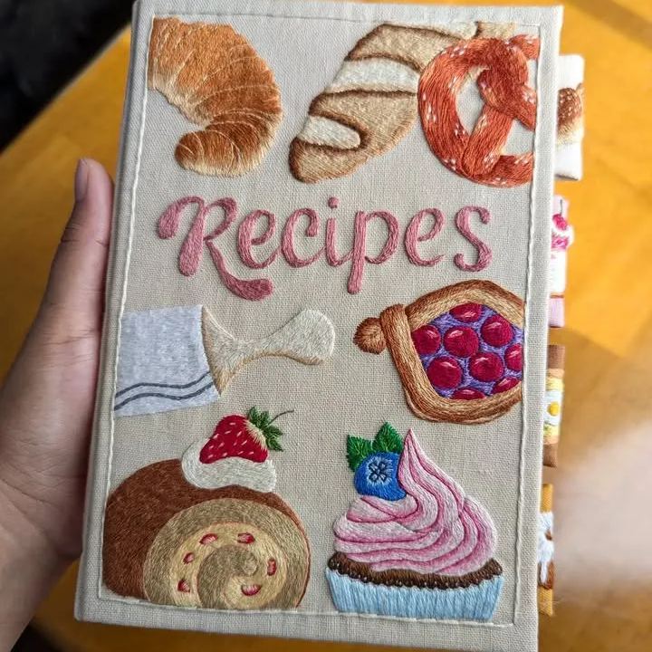 Custom Recipe Book Personalized Name Hand Embroidered Notebook