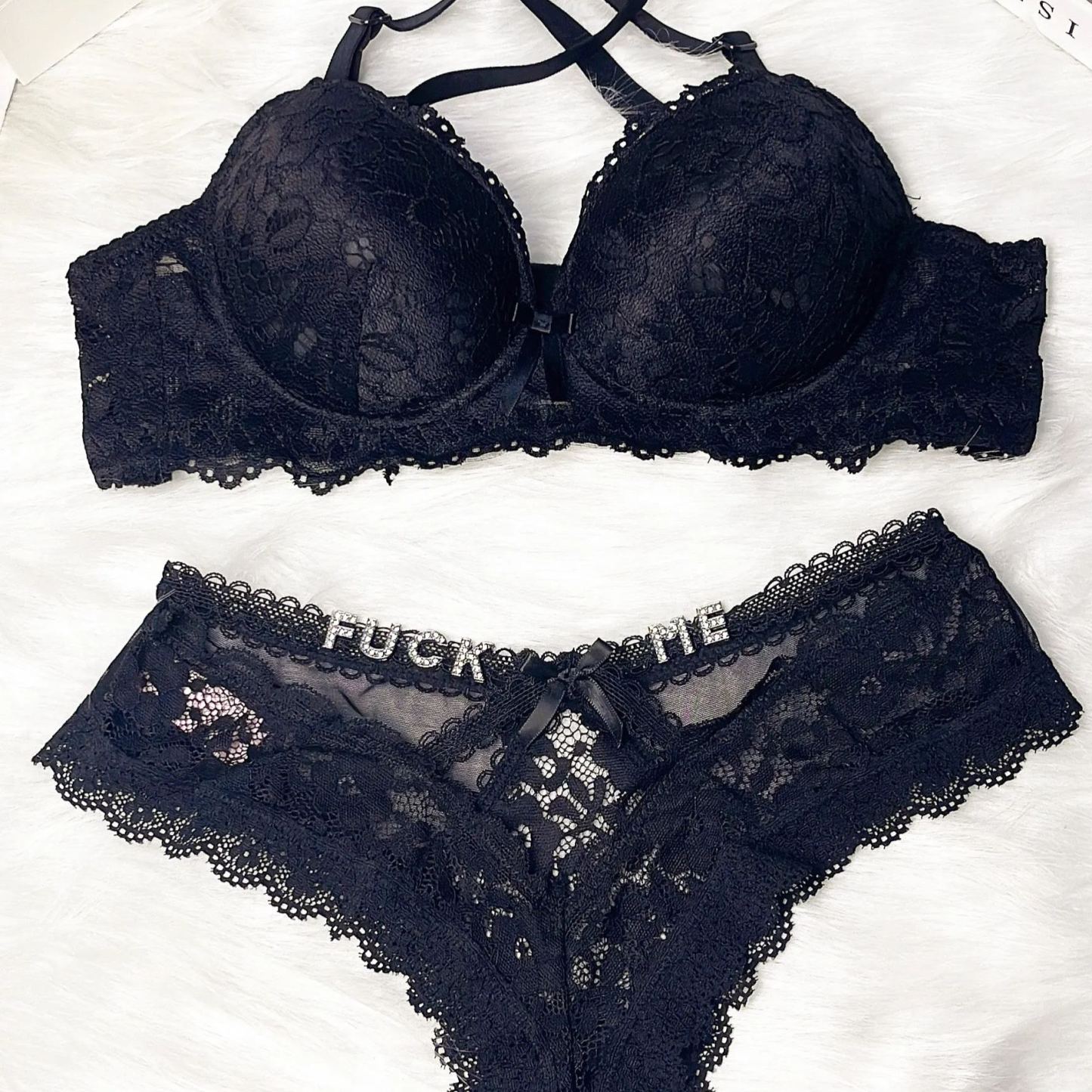 Sexy lace rhinestone alphabet customized thong