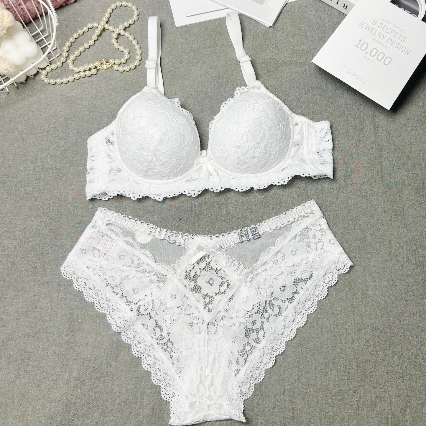 Sexy lace rhinestone alphabet customized thong