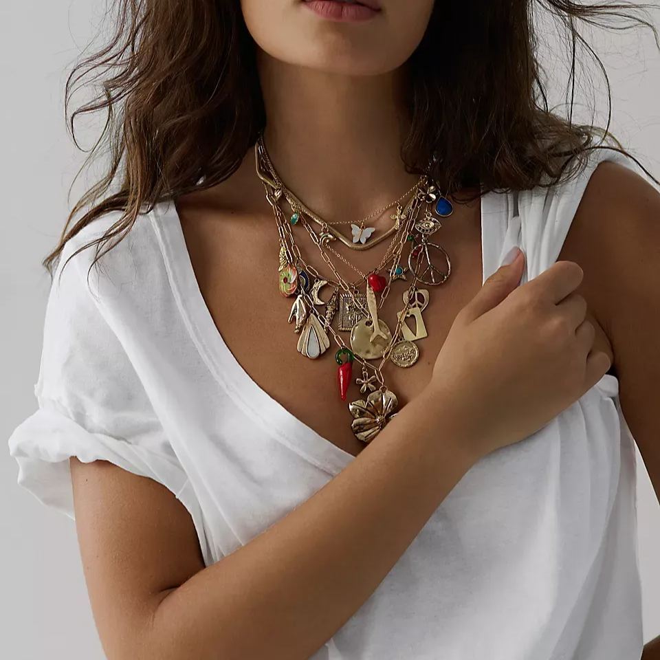 Boho Bag Charm-Chic Jewelry with Gemstone Pendants | Handcrafted Layered Necklace for Women, Birthday Gift & Festival Accessory