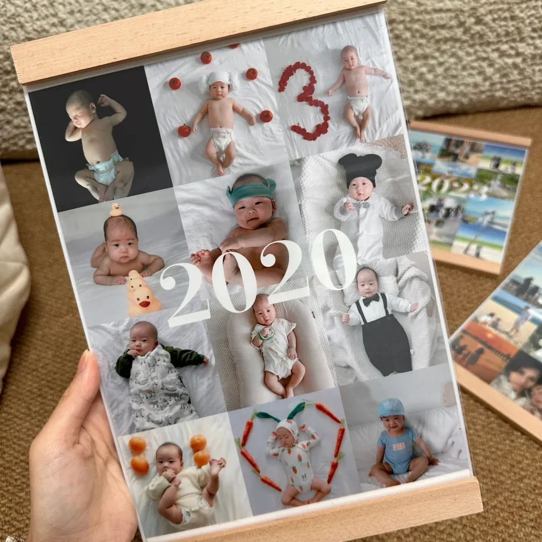 Custom Photo Frame with Year Multi-Image Upload Personalized Wall Decor for Anniversary Memories