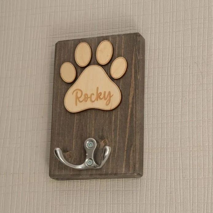 Personalised Dog Lead Holder Wooden Dog Leash Hanger Handmade Dog Sign Leash Storage Wood Sign