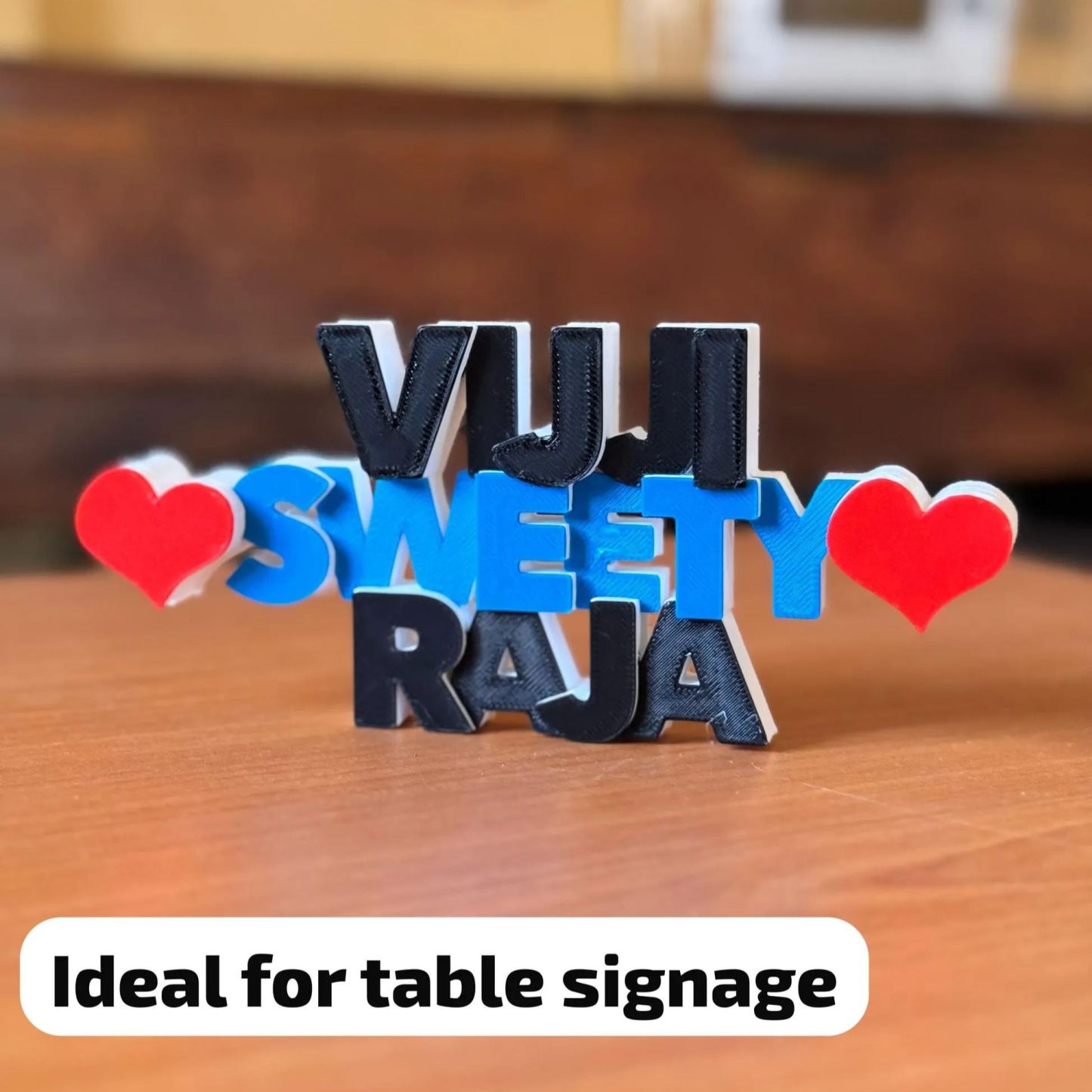 Custom 3-Name Table Sign Fridge Magnet Heart Design Name Magnet