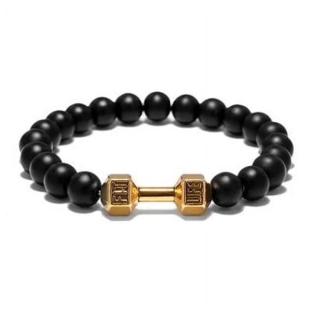 Metal Dumbbell Beads Bracelet Fitness Jewelry for Weightlifting Enthus