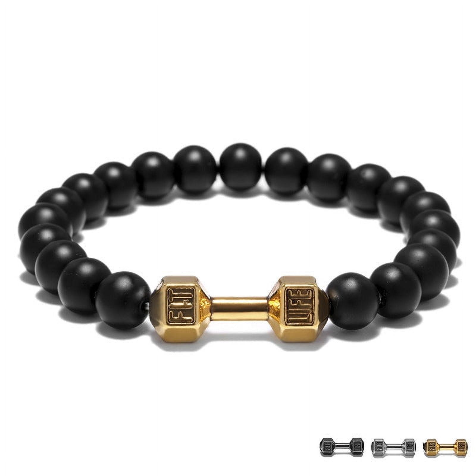 Metal Dumbbell Beads Bracelet Fitness Jewelry for Weightlifting Enthusiasts Sporty Accessory