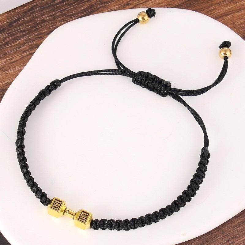 Adjustable Handmade Rope Mens Bracelet Braided Dumbbell Bracelet for Men