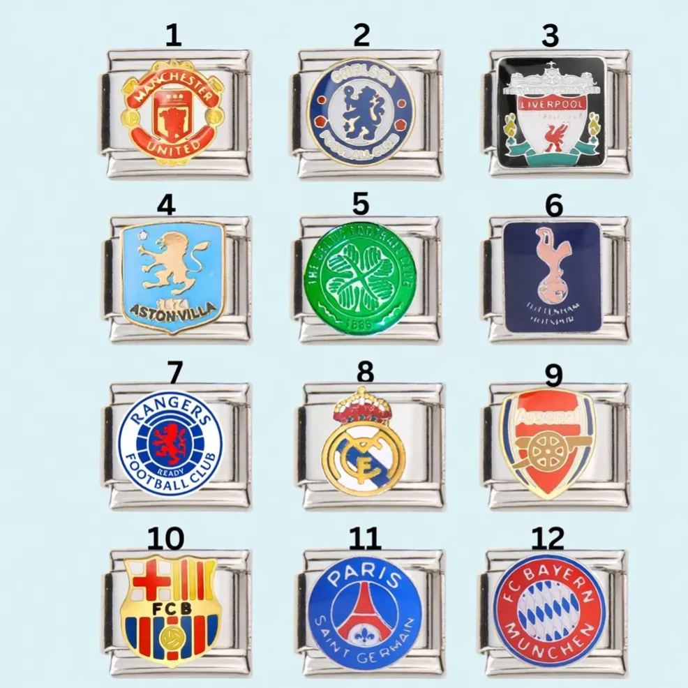 Inspired Football Team Charms for 9mm Italian Bracelets – Gift for Football Fans