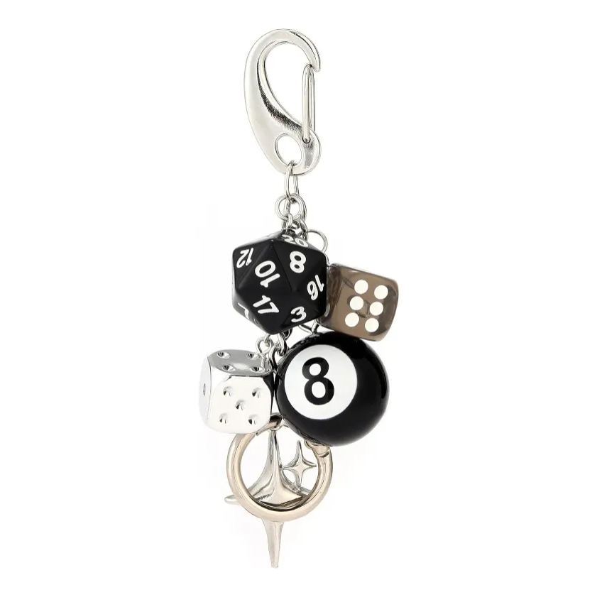 8 Ball Keychain Star Dice Billiards Keychain Lucky Magic 8 Ball Keychain Bag backpack Purse Charm