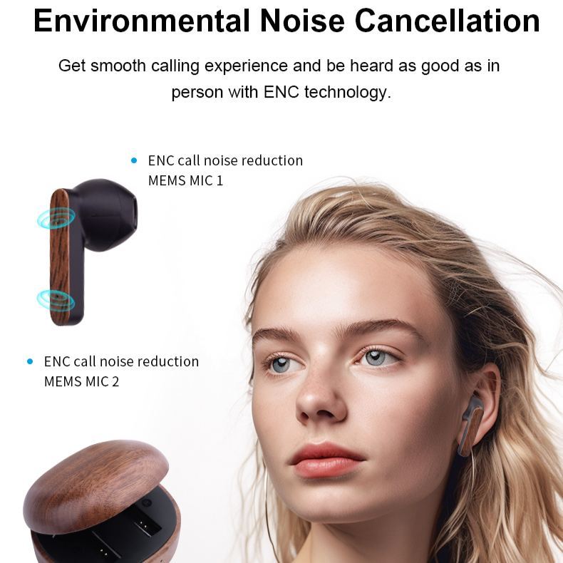 Personalized Name Wooden Tws in Ear Earphone BT5.3 Bluetooth Wireless Auriculares Sem Fio Inalambricos Eco Friendly Earbuds