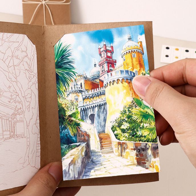 Watercolor Workbook Folding Storage Book Say Goodbye to Anxiety Awaken Your Artistic Talent