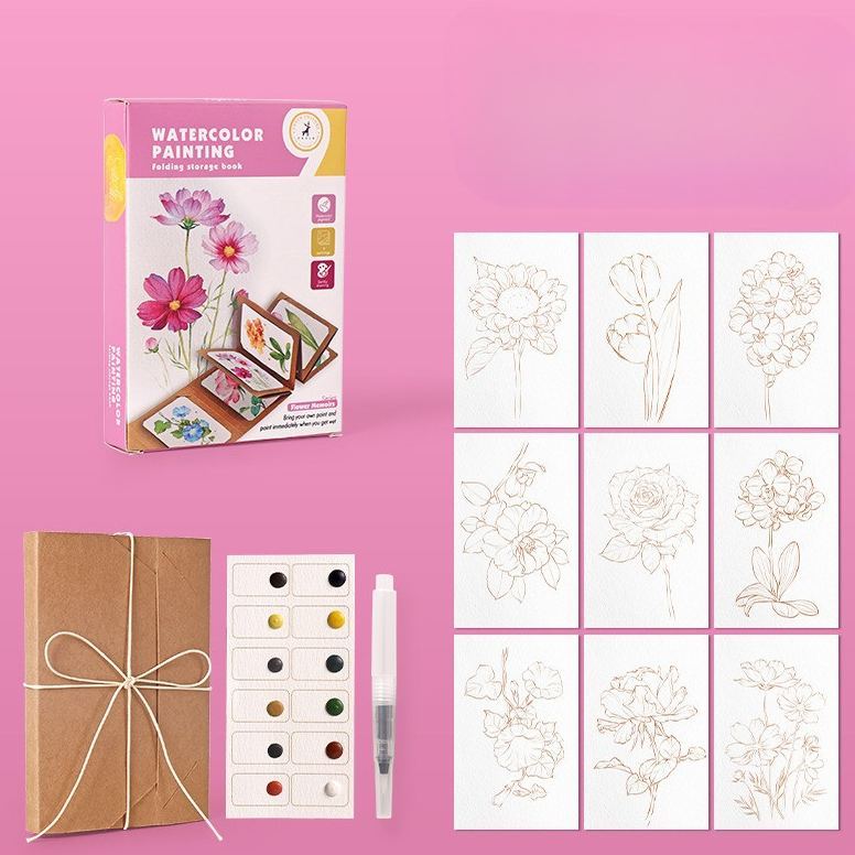 Watercolor Workbook Folding Storage Book Say Goodbye to Anxiety Awaken Your Artistic Talent