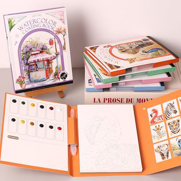 16 Sheets Watercolor Workbook Coating Book with Free Paint Set Say Goodbye to Anxiety Awaken Your Artistic Talent