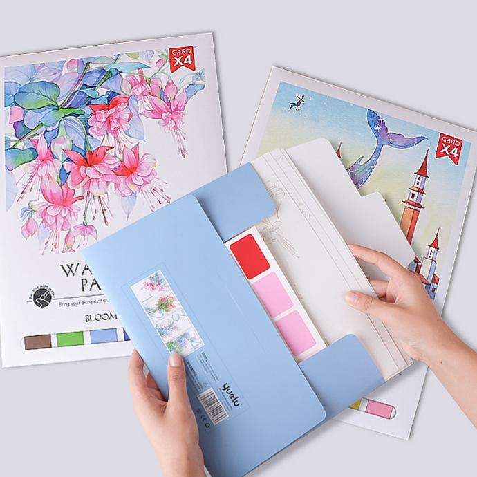 4 Sheets Watercolor Workbook Coating Book with Free Paint Set Say Goodbye to Anxiety Awaken Your Artistic Talent
