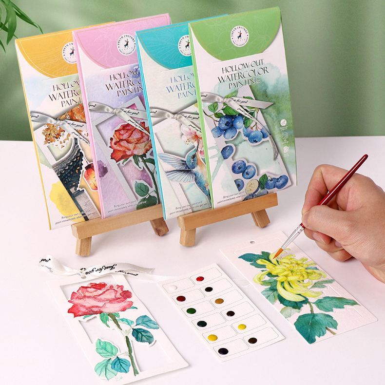 10 Sheets Watercolor Workbook Bookmarks with Free Paint Set Say Goodbye to Anxiety Awaken Your Artistic Talent