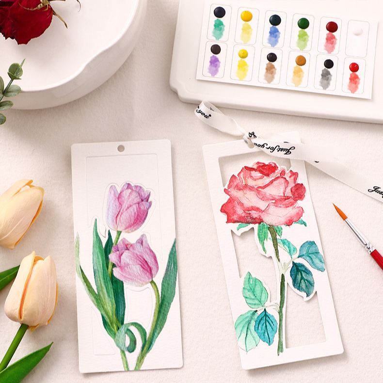 10 Sheets Watercolor Workbook Bookmarks with Free Paint Set Say Goodbye to Anxiety Awaken Your Artistic Talent
