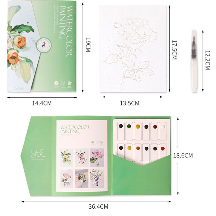 6 Sheets Watercolor Workbook with Free Paint Set Say Goodbye to Anxiety Awaken Your Artistic Talent