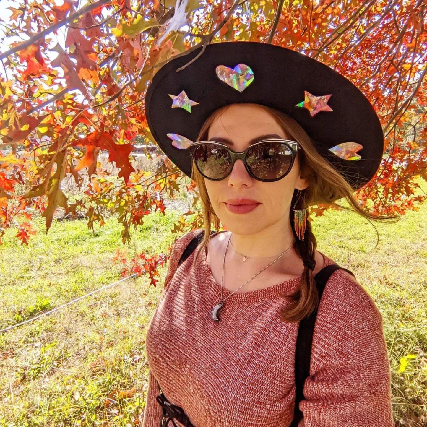 Celestial Suncatcher Cosmic Cowgirl Straw Prism Hat Cowboy Tan Beach Rainbow Moon and Stars, Choose Your Hat Band