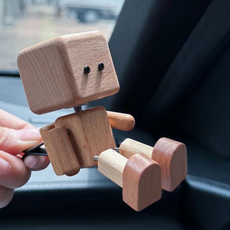 Wooden Doll Ornaments Car Air Vent Ornaments Shaking Legs Wooden Man Decoration
