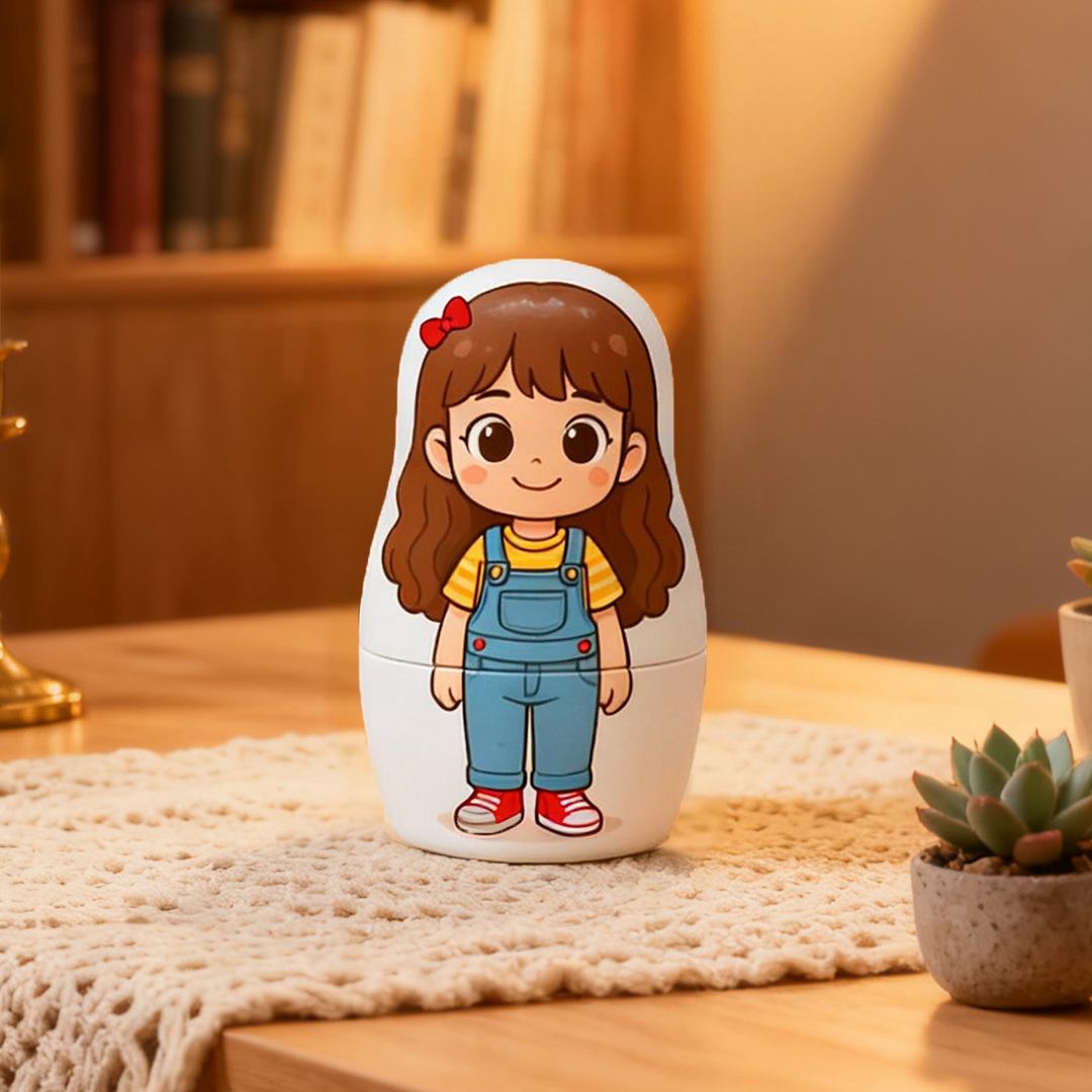 Custom Baby to Kid Growth Nesting Doll | Personalized Photo Dolls Show Your Child's Journey from Infant to School Age | Unique Family Keepsake Gift