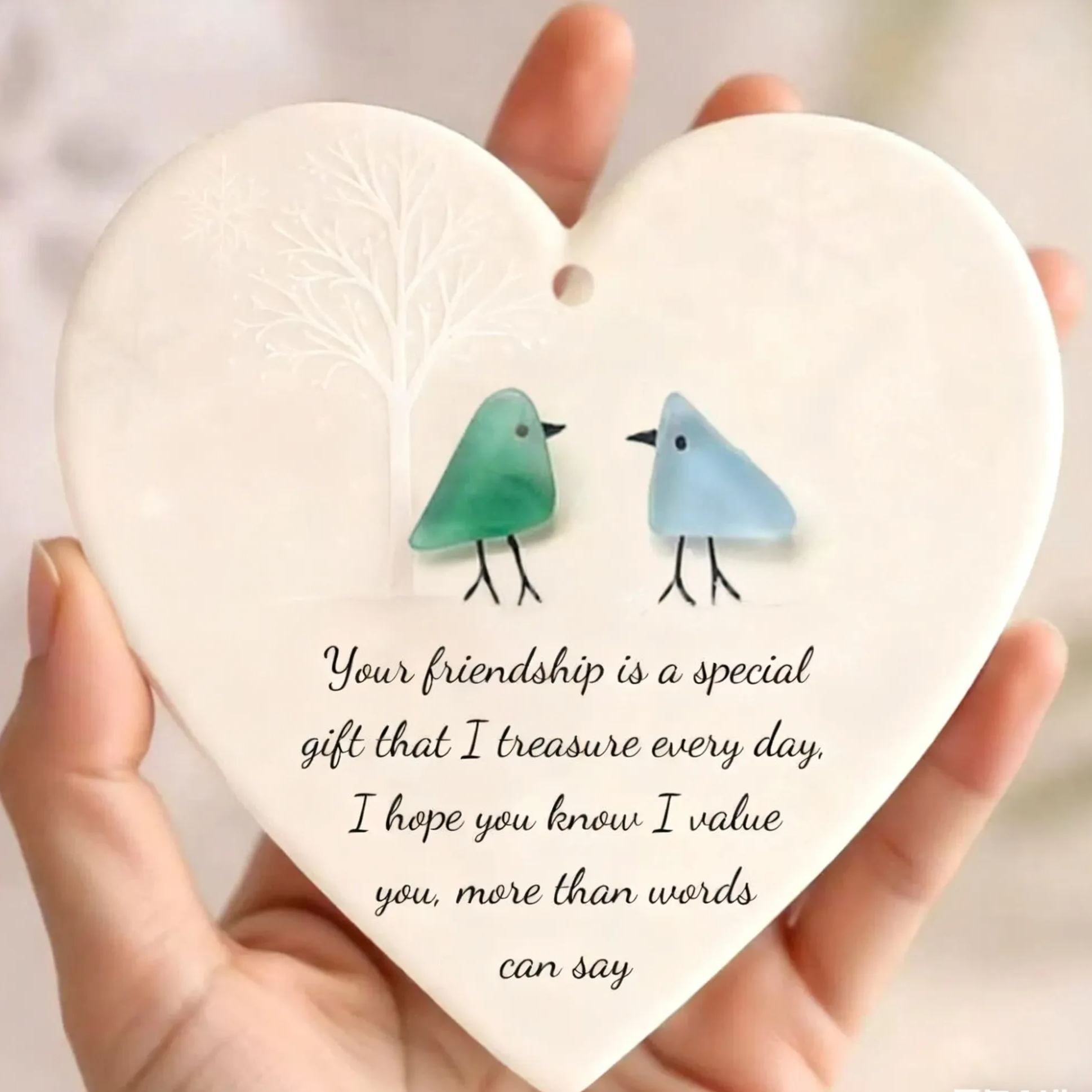 3D Sea Glass Heart Ornament – Christmas Tree Decoration Gift