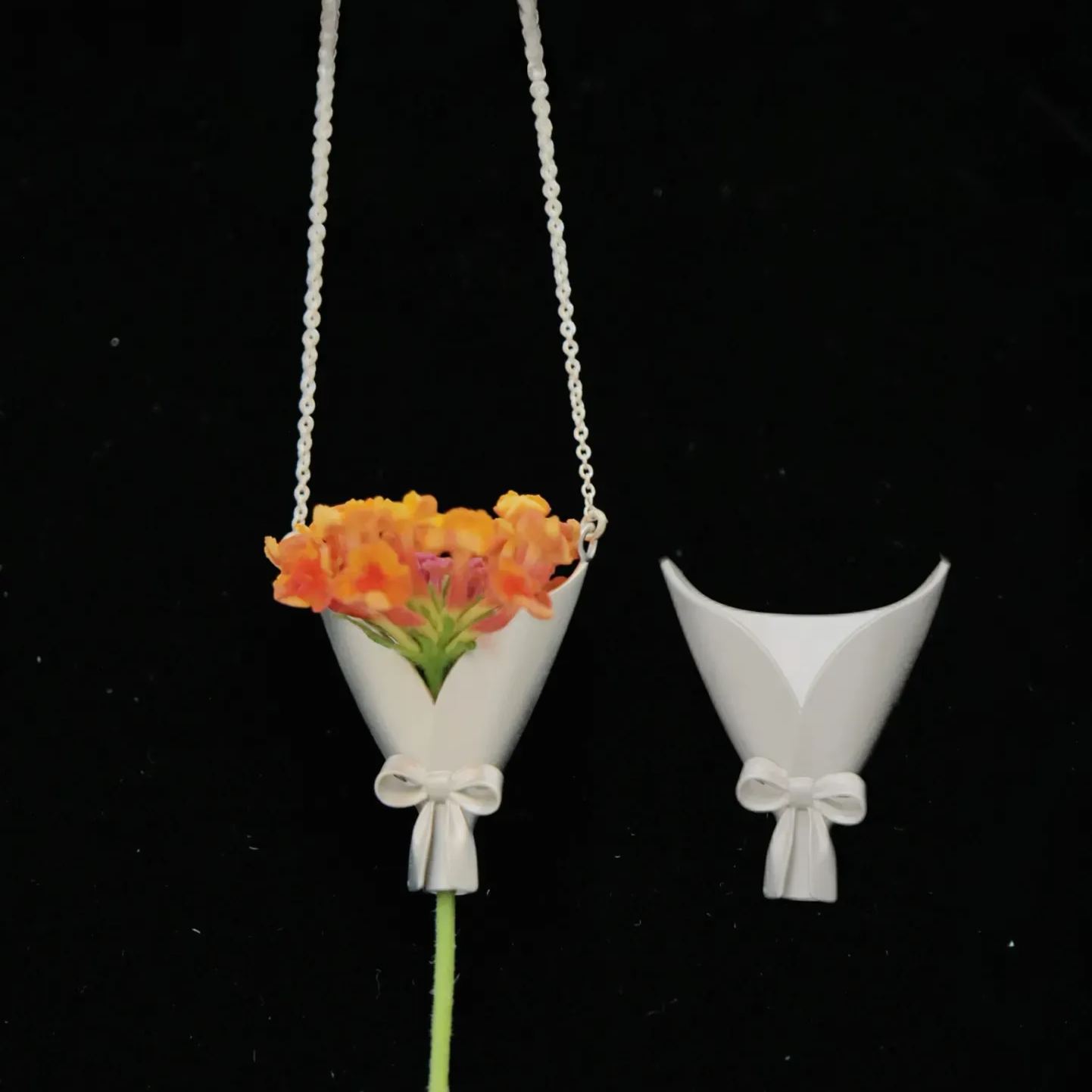 DIY Flower Holder Necklace Unique Handmade Jewelry Flower Bouquet Brooch Wearable Flower Bouquet Clip Gift for Her