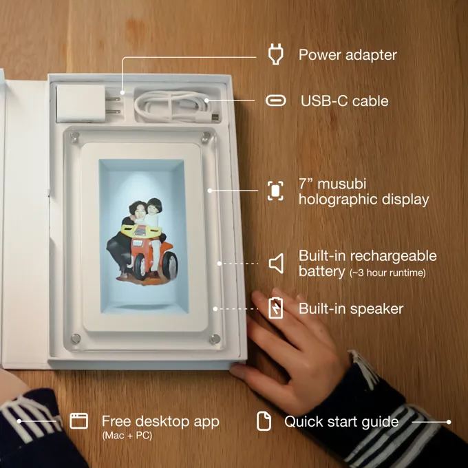 Holographic Photo & Video Frame 3D Home Display Works with Phone & Camera Media