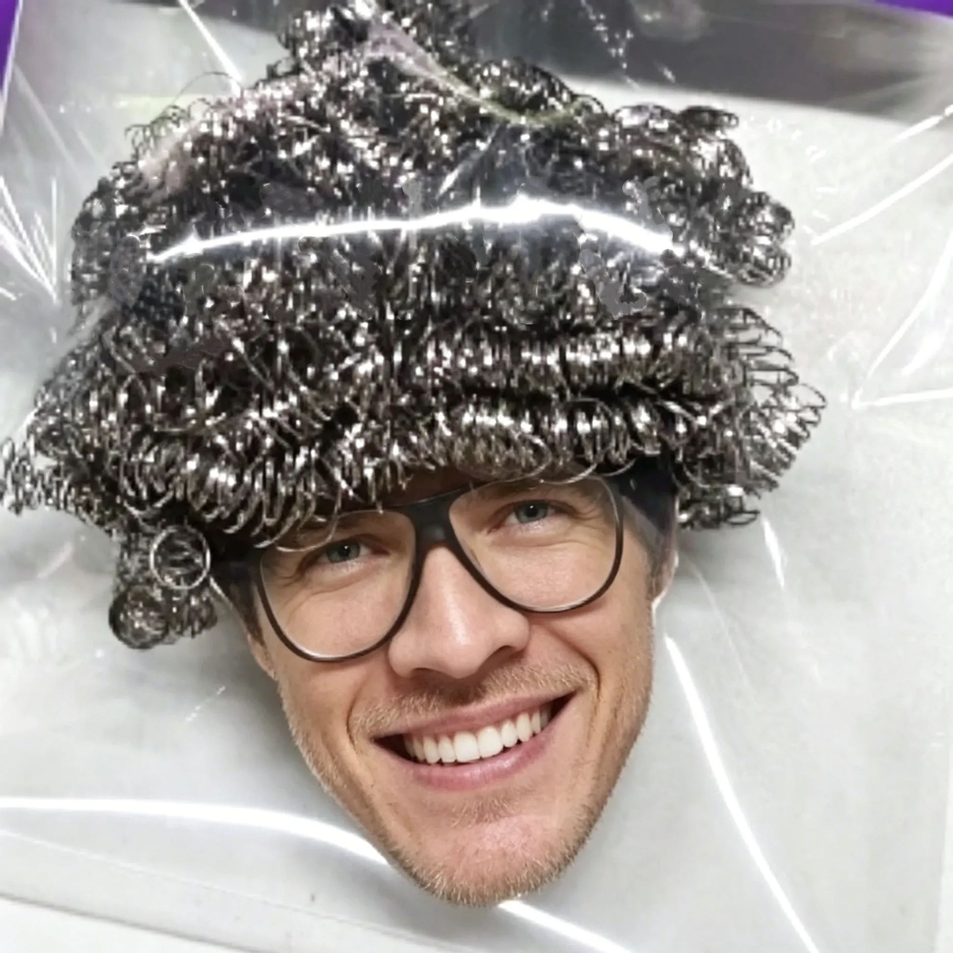 Custom Acrylic Face Steel Wool Scrubber - Funny Kitchen Cleaning Tool with Personalized Face Design