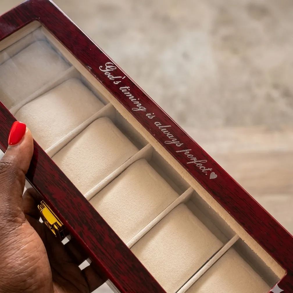 Custom Engraved Wood Watch Case - 2/3/5/6 Compartment Jewelry Storage Box with Clear View Top - Perfect Gift for Him