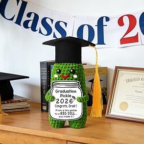 Positive Potato Style - Handmade Crochet Graduation Pickle 2026 Support Pickled Gift for Class of 2026 "Big Dill" Graduation Keepsake Doll with Tassel