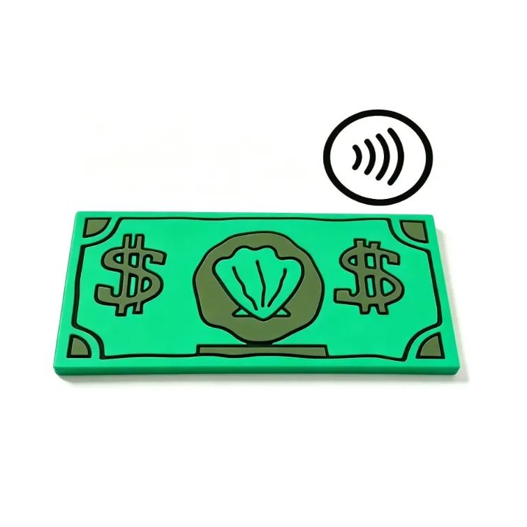 3D Printed Ocean Shell Dollar Credit Card Protector Fun NFC Anti-Scan RFID Blocking Sleeve Cute Ocean Cartoon Card Holder for Wallet Security