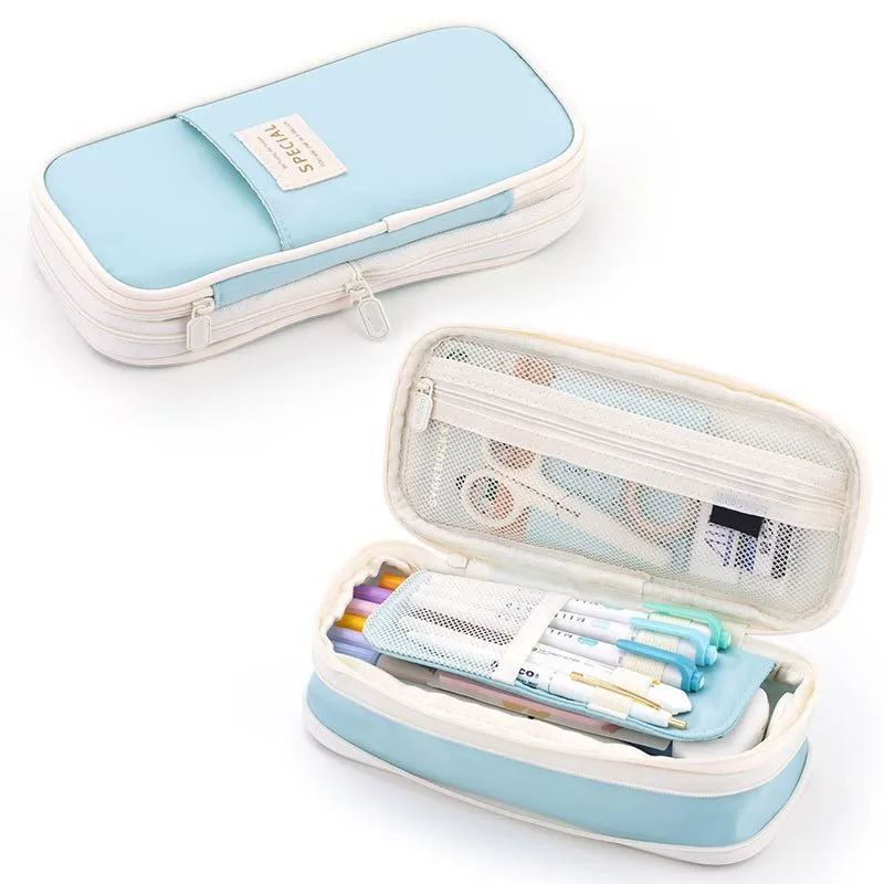 Expandable Pencil Case Large Capacity School Stationery Pouch Aesthetic Pen Organizer Double Layer Box Best Gifts for Students Back to School
