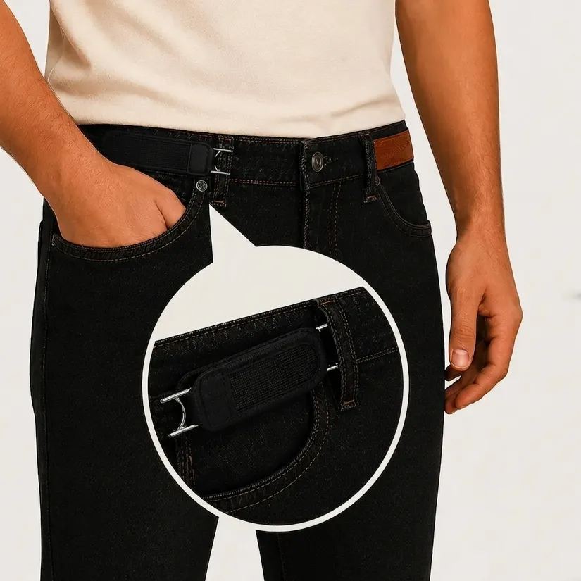 Buckle-Free Elastic Belt for Jeans Adjustable Waist Tightener hook and loop Lazy Invisible Belt Metal Hook No-Show Waist Band for Men Women