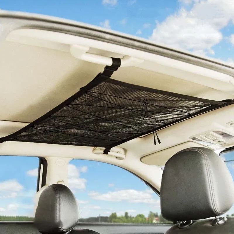 Car Ceiling Cargo Net, Car Ceiling Cargo Net Pocket, Double-Layer Mesh Car Roof Storage Organizer,Truck SUV Travel Long Road Trip Camping Interior Accessories