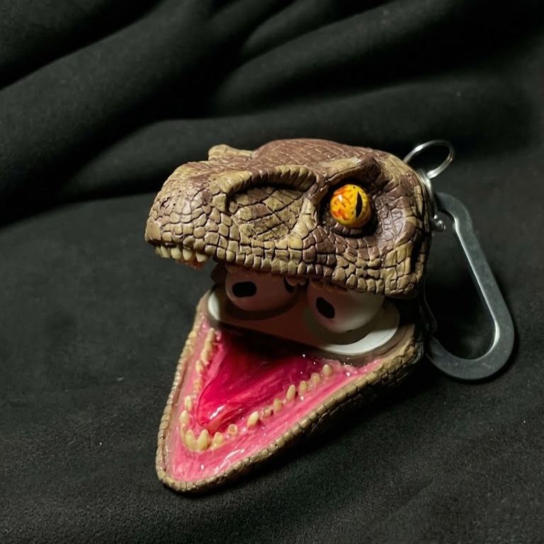 Dinosaur AirPods Case Funny Velociraptor T-Rex Head Silicone Case Cover 3D Open Mouth Dinosaur Earphone Protective Case with Keychain Compatible with AirPods Pro 1 2 3