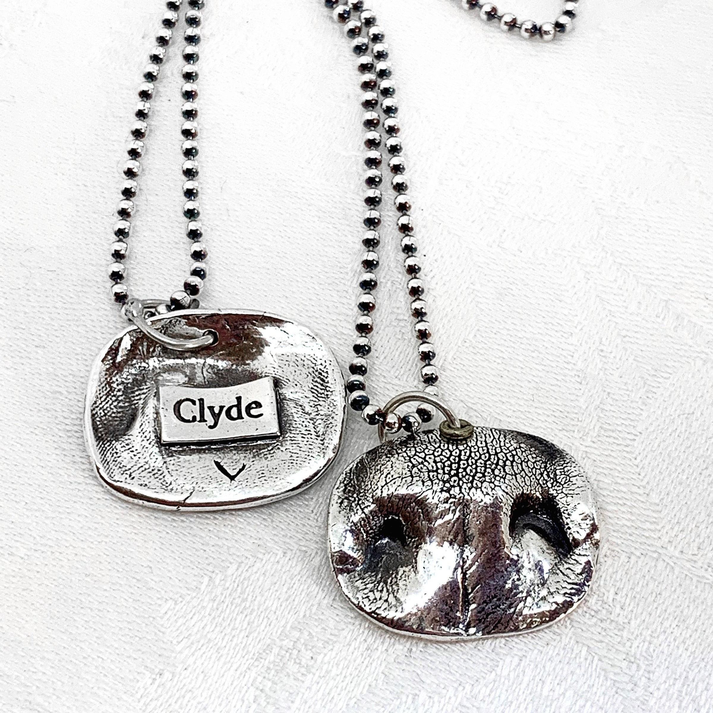 Custom Pet Nose Print Necklace - Sterling Silver Pet Memorial Jewelry