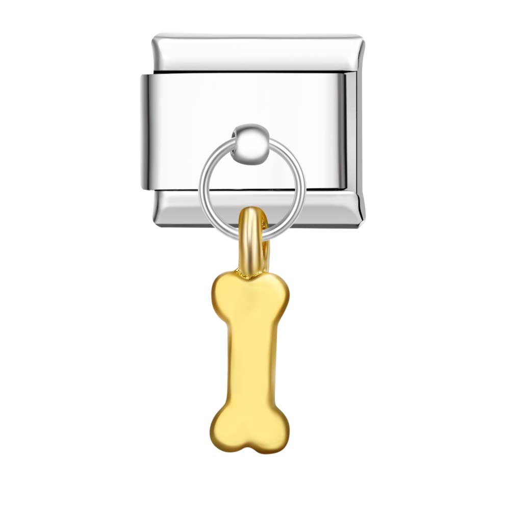 Gold Bone Italian Charm For Italian Charm Bracelets Composable Link