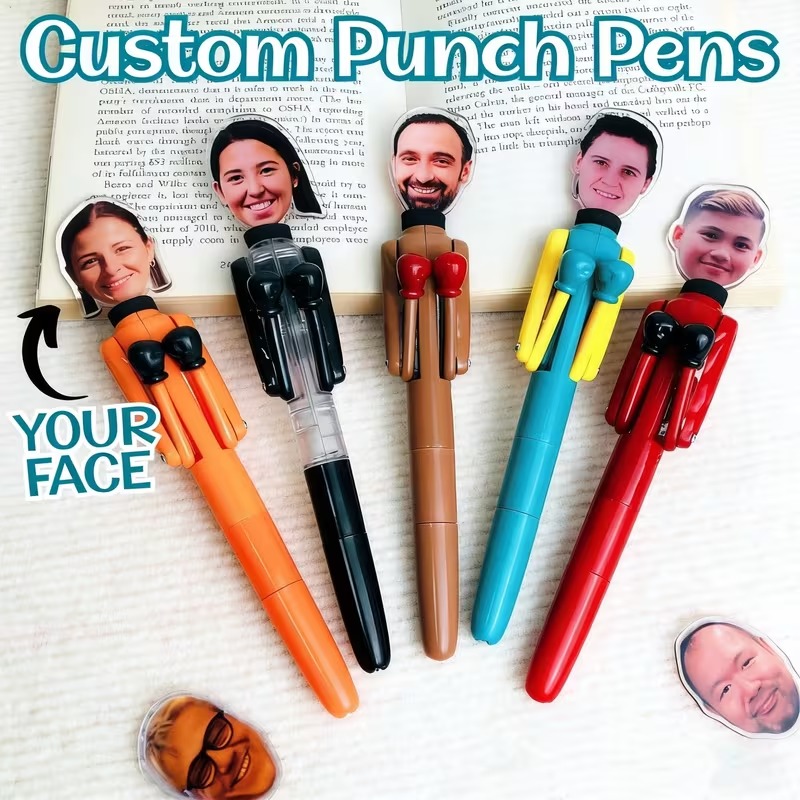 Personalized Face Ballpoint Pen – Custom Face Fighting Pen with Interactive Punching Arms, Funny Gift for Friends & Coworkers