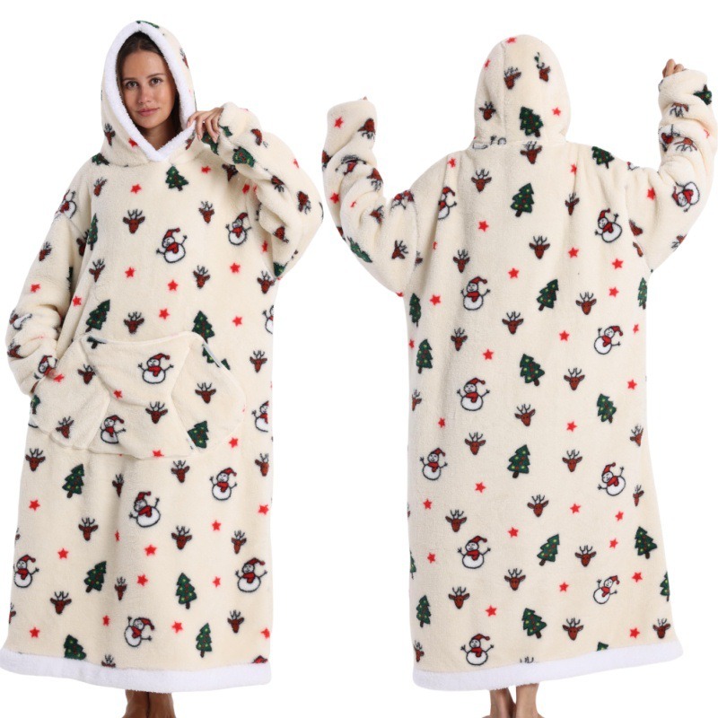 Warm Hooded Pajamas Cozy Sleepwear Thickened Winter Robe for Halloween